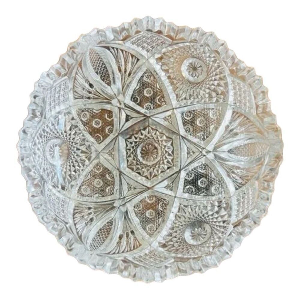 Vintage Imperial Crystal Nucut Antique Sawcut Candy Serving Dish